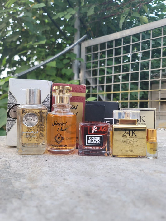 4 IN 1 DEAL DIRHAM SPECIAL OUD CODE BLACK 24K PARFUME AND ITTAR
