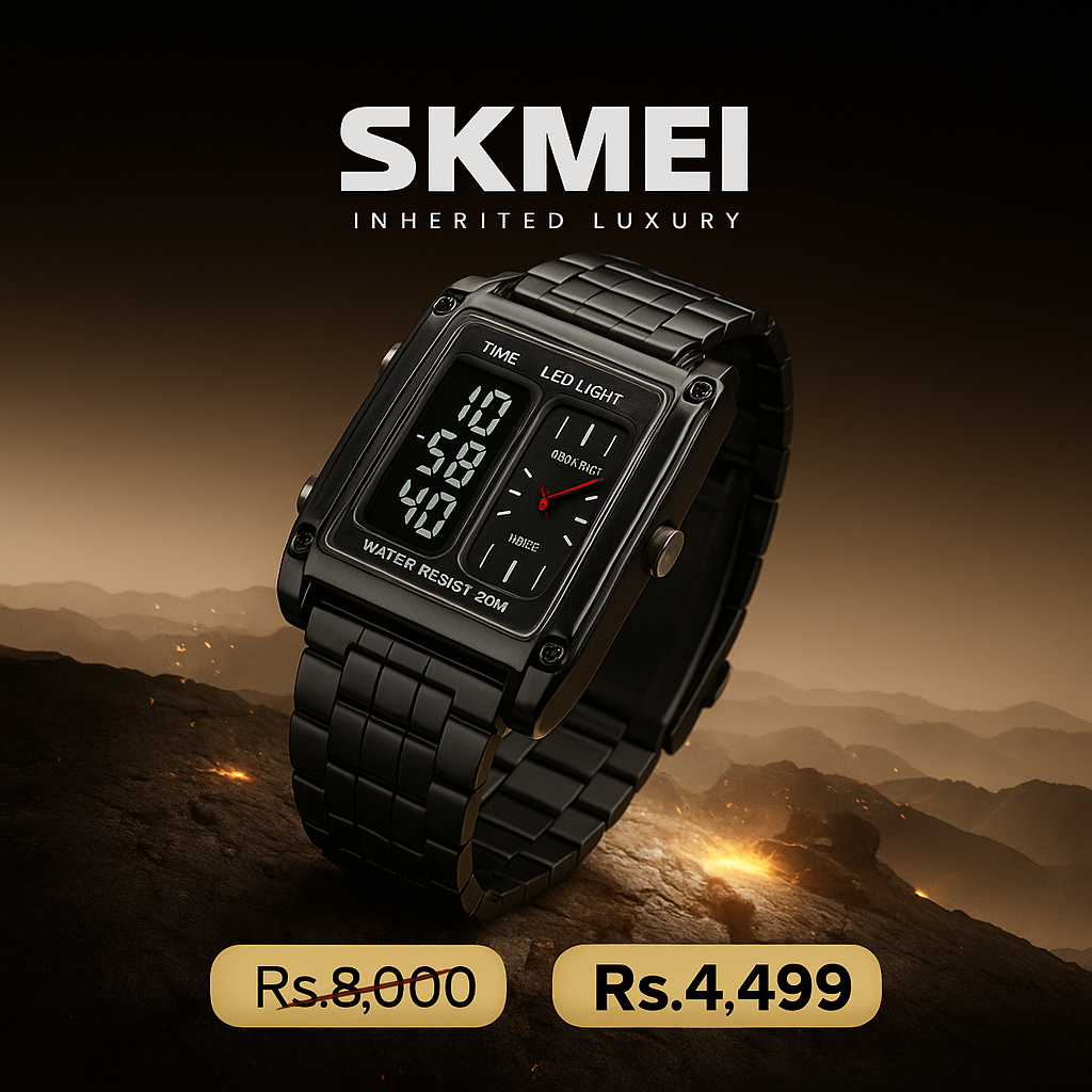Casual black chain watch for men Skmei 1868