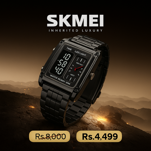 Casual black chain watch for men Skmei 1868