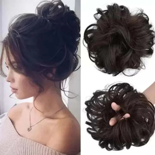 MESSY HAIR BUN EXTENSION -NATURAL LOOK SCRUNCHIE  FOR INSTA VOLUME & STYLE