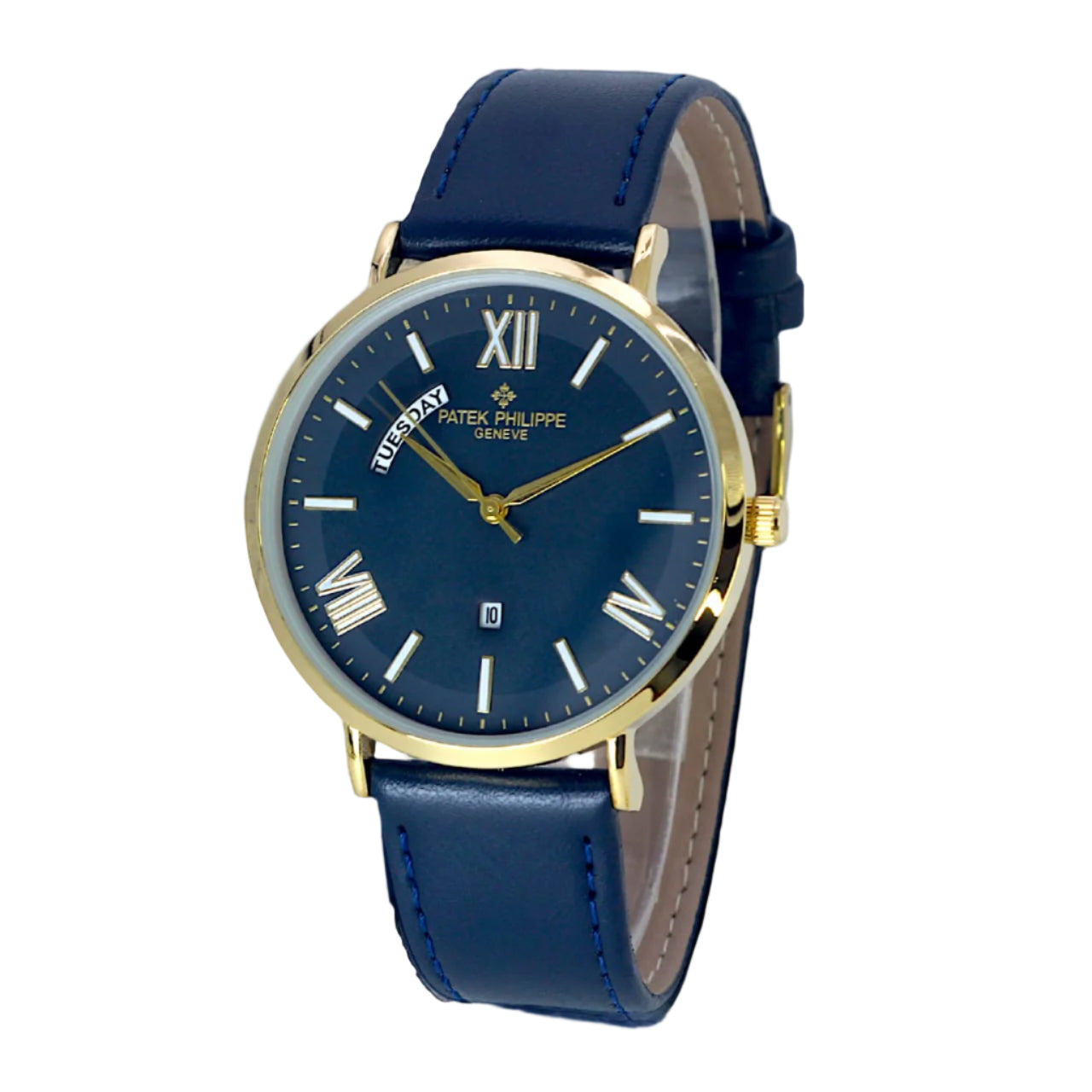 Patek philippe Model pt-1213 Water proof Quartz movement Day AND Date working LEATHER BELT
