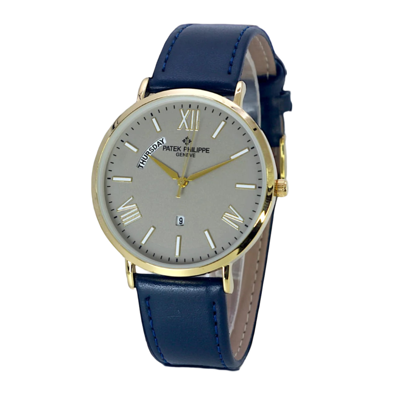 Patek philippe Model pt-1213 Water proof Quartz movement Day AND Date working LEATHER BELT